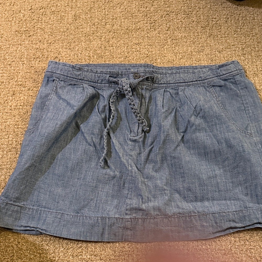 Old Navy Light Blue Chambray Drawstring Mini Skirt